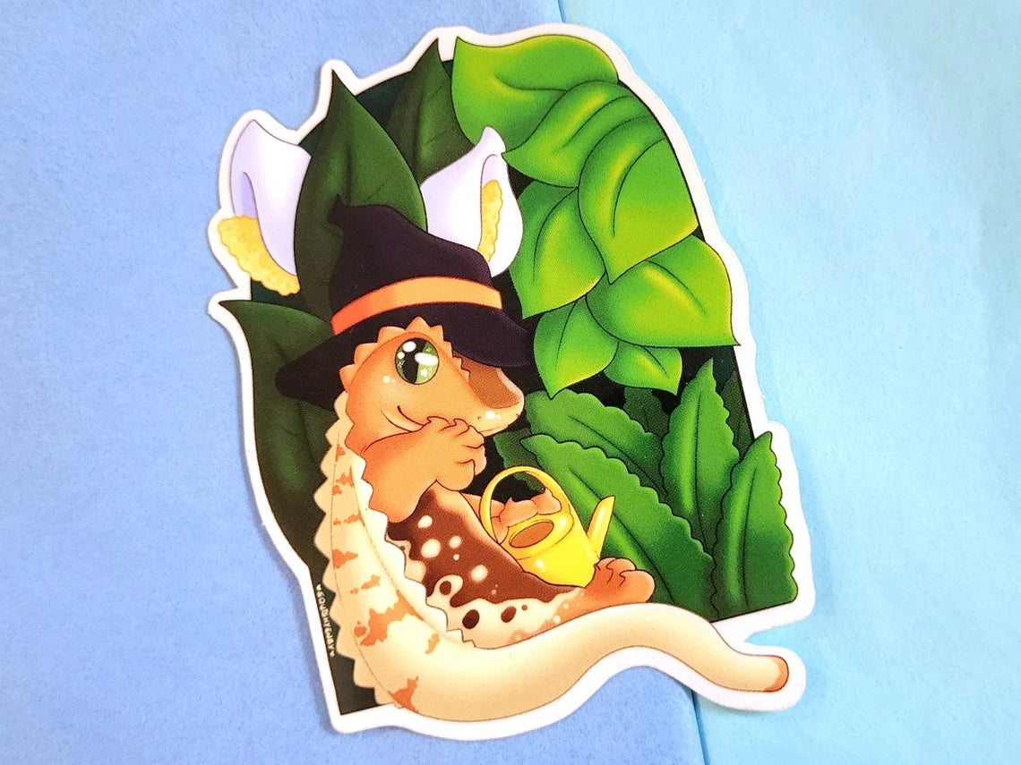 Crested Gecko Green Witch - Sticker