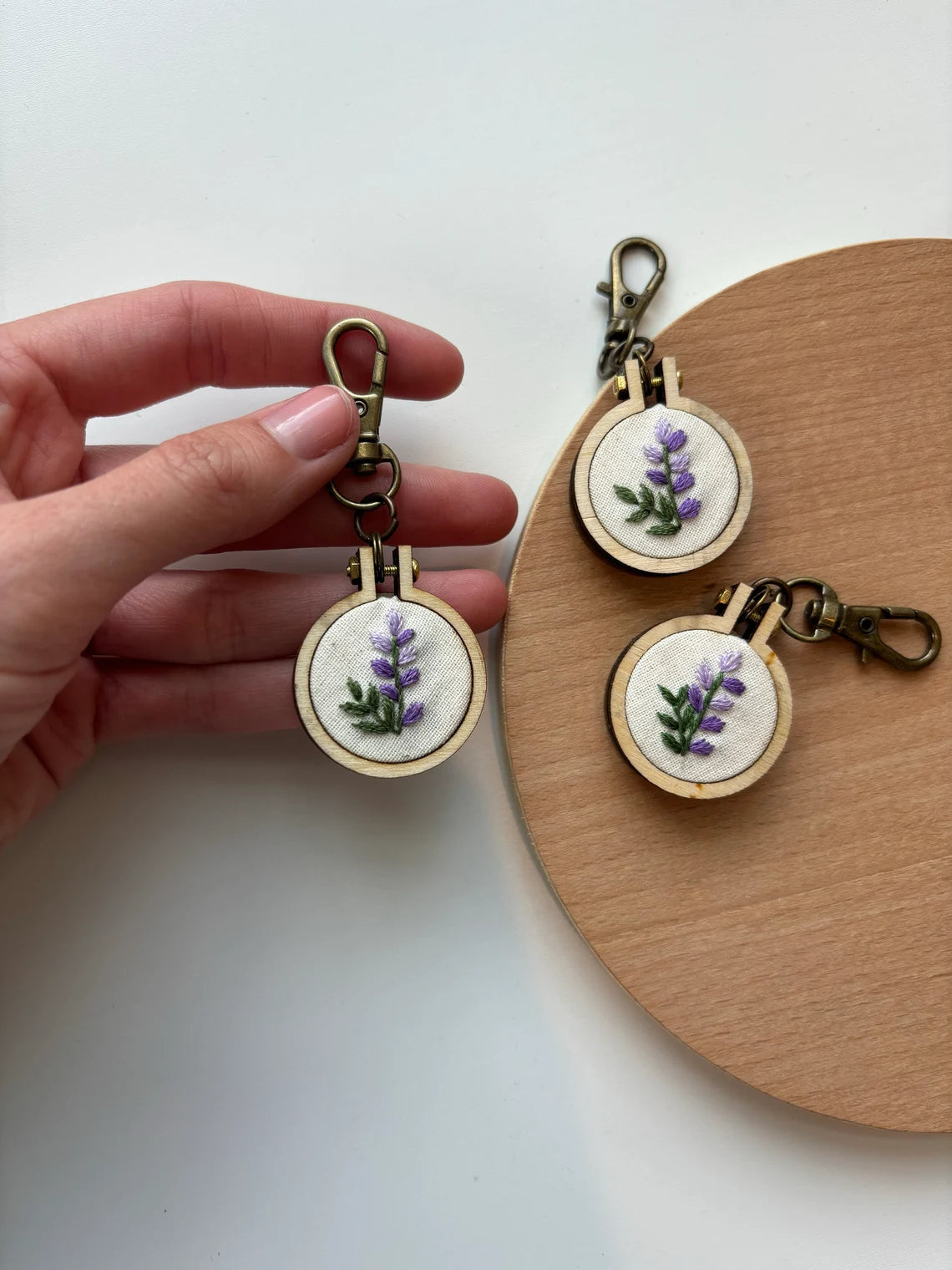 Lupine - Embroidery Hoop - Keyring