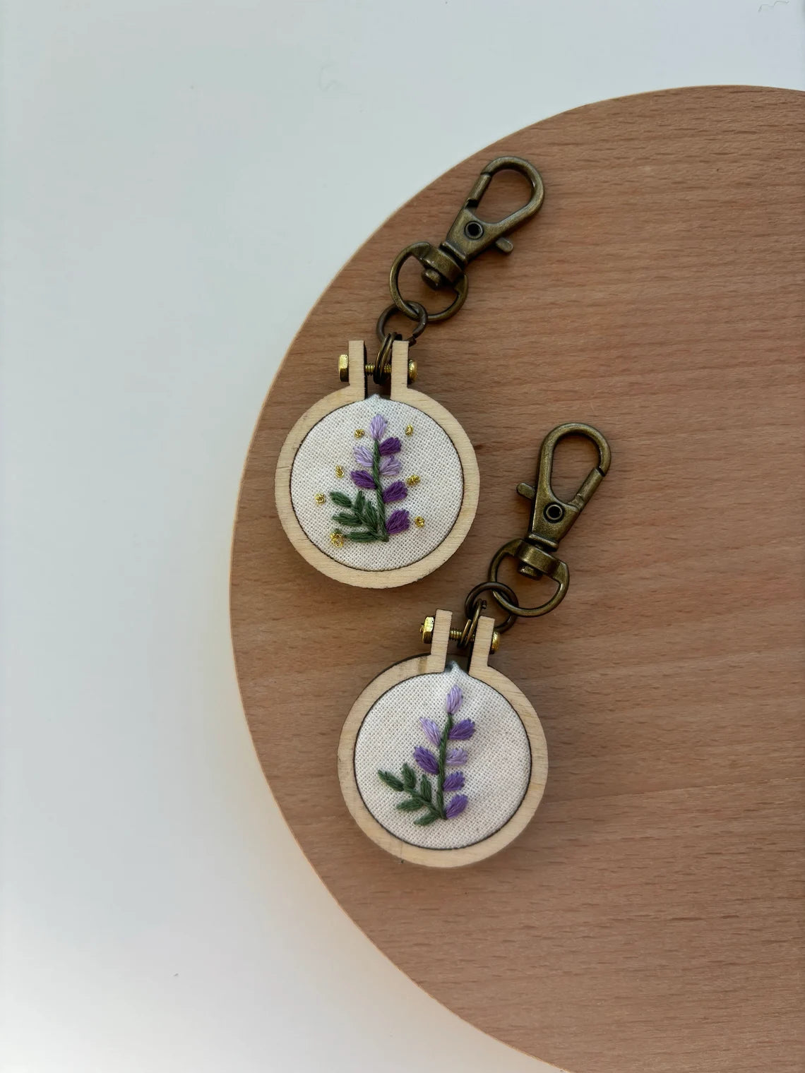 Lupine - Embroidery Hoop - Keyring