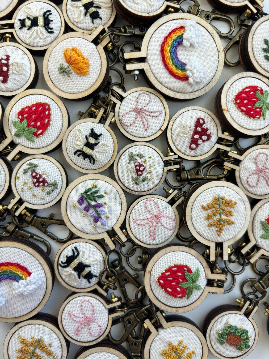 Mushroom - Embroidery Hoop - Keyring