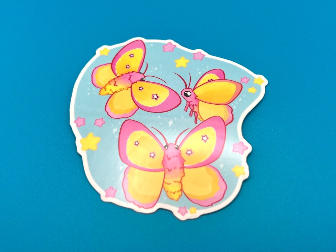 Pink Star Moths - Sticker