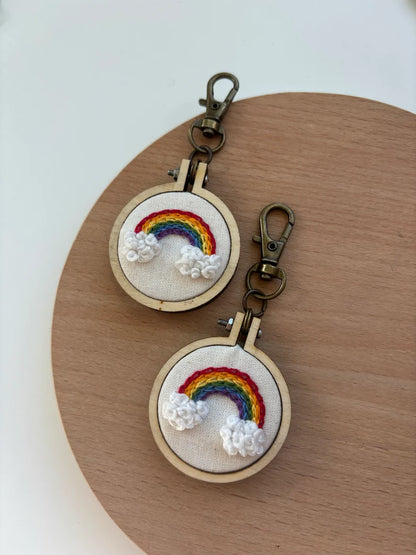 Rainbow - Embroidery Hoop - Keyring