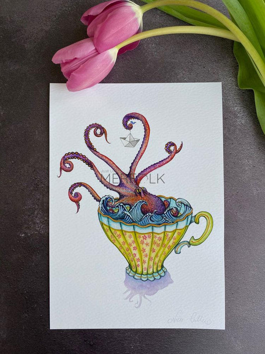 A Kraken Cuppa - A5 Print