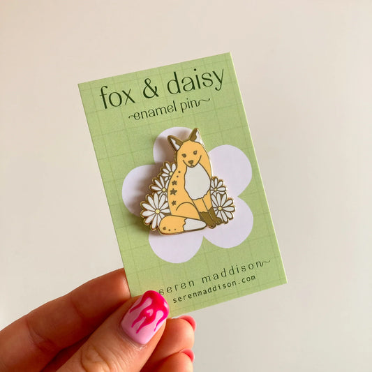 Fox & Daisies - Enamel Pin