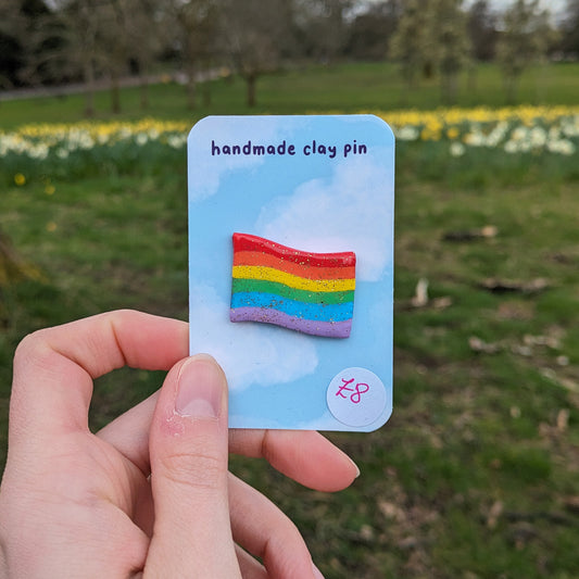 Pride Flag - Handmade Clay Pin