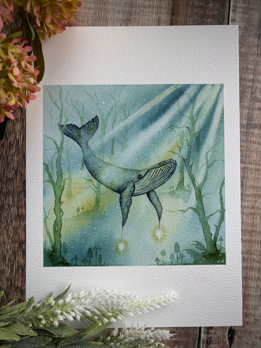 Forest Whale - A4 Print - Flutter & Fern